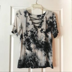 American Eagle Tie Dye Lace Up Top